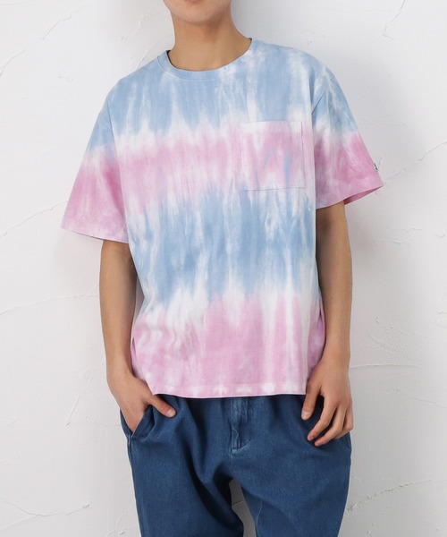 DISCUS(ディスカス)の「タイダイ染め ポケット付き 半袖Tシャツ(Tシャツ/カットソー・メンズ・パープル/イエロー/ピンク/ブルー・S/L/XL/M)」の4枚目の写真