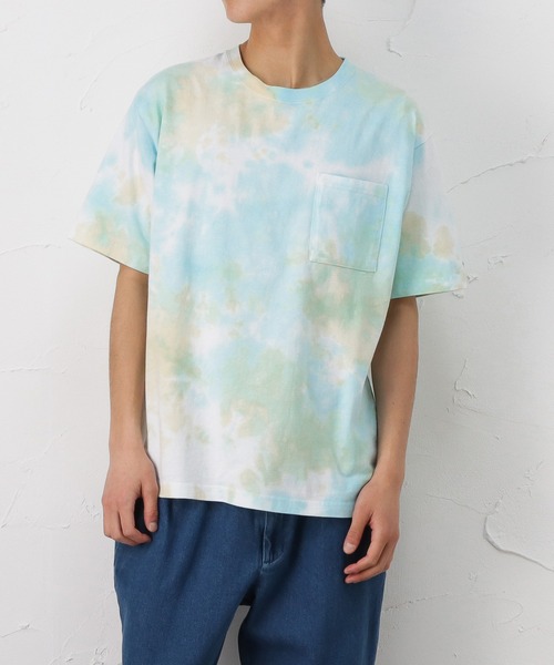 DISCUS(ディスカス)の「タイダイ染め ポケット付き 半袖Tシャツ(Tシャツ/カットソー・メンズ・パープル/イエロー/ピンク/ブルー・S/L/XL/M)」の3枚目の写真
