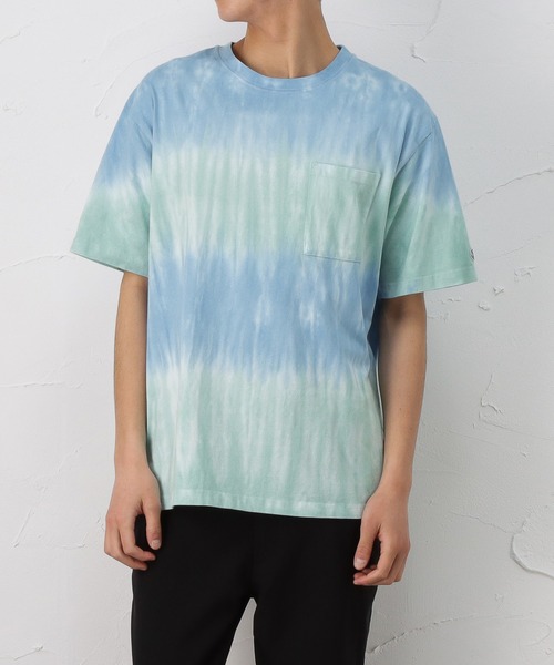 DISCUS(ディスカス)の「タイダイ染め ポケット付き 半袖Tシャツ(Tシャツ/カットソー・メンズ・パープル/イエロー/ピンク/ブルー・S/L/XL/M)」の2枚目の写真