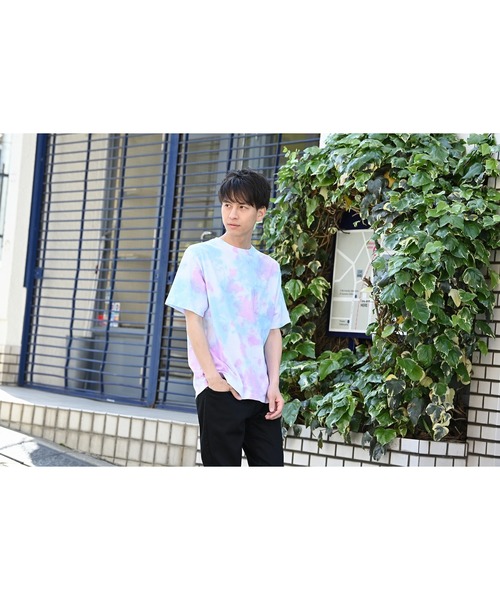 DISCUS(ディスカス)の「タイダイ染め ポケット付き 半袖Tシャツ(Tシャツ/カットソー・メンズ・パープル/イエロー/ピンク/ブルー・S/L/XL/M)」の5枚目の写真