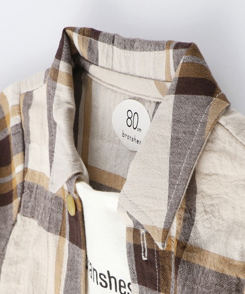 BRANSHES（ブランシェス）の「【ペア】チェック柄重ね着風半袖カバーオール（ロンパース・キッズ・ベージュ/カーキオリーブ・80ｃｍ/70cm）」の12枚目の写真