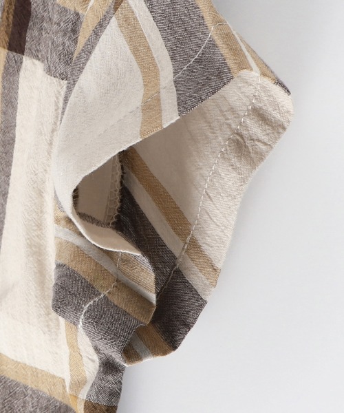 BRANSHES（ブランシェス）の「【ペア】チェック柄重ね着風半袖カバーオール（ロンパース・キッズ・ベージュ/カーキオリーブ・80ｃｍ/70cm）」の10枚目の写真