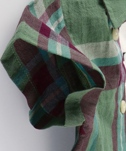 BRANSHES（ブランシェス）の「【ペア】チェック柄重ね着風半袖カバーオール（ロンパース・キッズ・ベージュ/カーキオリーブ・80ｃｍ/70cm）」の13枚目の写真