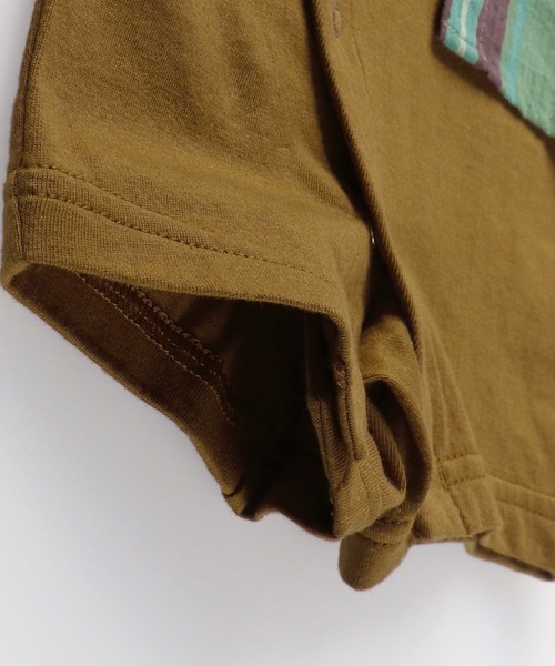 BRANSHES（ブランシェス）の「【ペア】チェック柄重ね着風半袖カバーオール（ロンパース・キッズ・ベージュ/カーキオリーブ・80ｃｍ/70cm）」の5枚目の写真