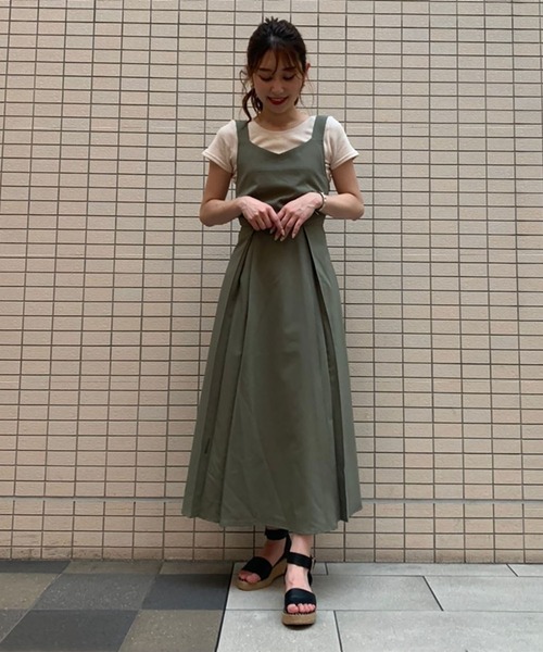 FREE'S MART（フリーズマート）の「バックレースアップマキシジャンパースカート（ジャンパースカート・レディース・ベージュ/カーキ/ブラック・マルチサイズ）」の14枚目の写真