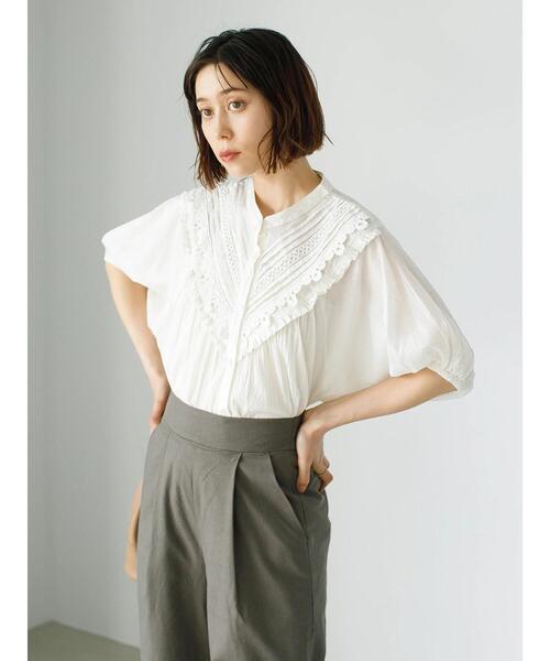 koe（コエ）の「ピンタックレースボリュームチュニック＊（シャツ/ブラウス・レディース・ブルー/オフホワイト/ベージュ・FREE）」の5枚目の写真