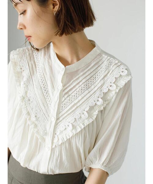 koe（コエ）の「ピンタックレースボリュームチュニック＊（シャツ/ブラウス・レディース・ブルー/オフホワイト/ベージュ・FREE）」の10枚目の写真