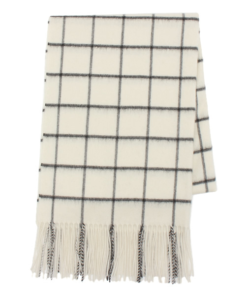 SHIPS for women(シップスフォーウィメン)の「★★カシミヤ チェックストール(ストール/ショール・レディース・ワイン/オリーブ/ブルー/ホワイト/ブラック/レッド・ONE SIZE)」の2枚目の写真