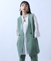 ノーカラーロングベスト(HARE)