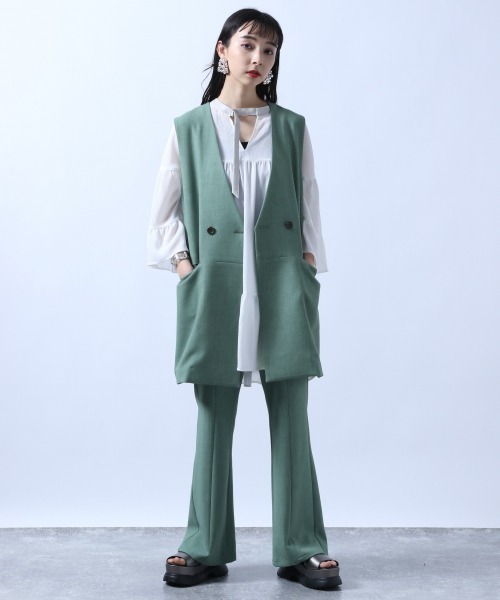 HARE（ハレ）の「ノーカラーロングベスト(HARE)（その他アウター・レディース・ブラック/グリーン・FREE）」の8枚目の写真