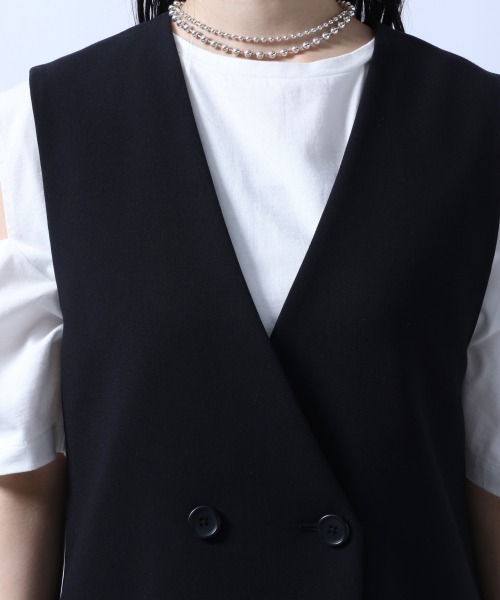 HARE（ハレ）の「ノーカラーロングベスト(HARE)（その他アウター・レディース・ブラック/グリーン・FREE）」の12枚目の写真