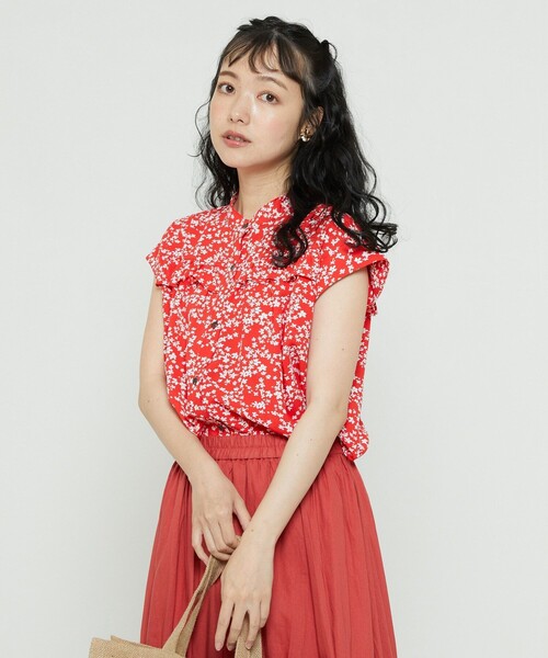 FREAK'S STORE（フリークスストア）の「フレンチスリーブフリルブラウス（シャツ/ブラウス・レディース・ブラック/ホワイト/ピンク・ﾌﾘ-）」の3枚目の写真