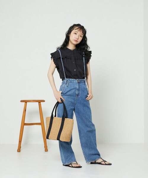 FREAK'S STORE（フリークスストア）の「フレンチスリーブフリルブラウス（シャツ/ブラウス・レディース・ブラック/ホワイト/ピンク・ﾌﾘ-）」の4枚目の写真