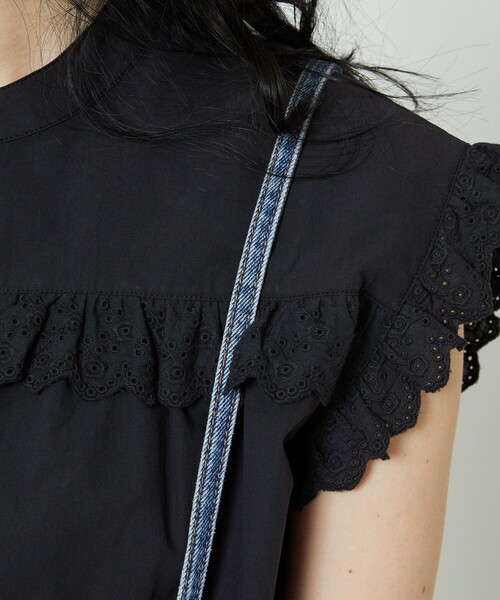 FREAK'S STORE（フリークスストア）の「フレンチスリーブフリルブラウス（シャツ/ブラウス・レディース・ブラック/ホワイト/ピンク・ﾌﾘ-）」の10枚目の写真