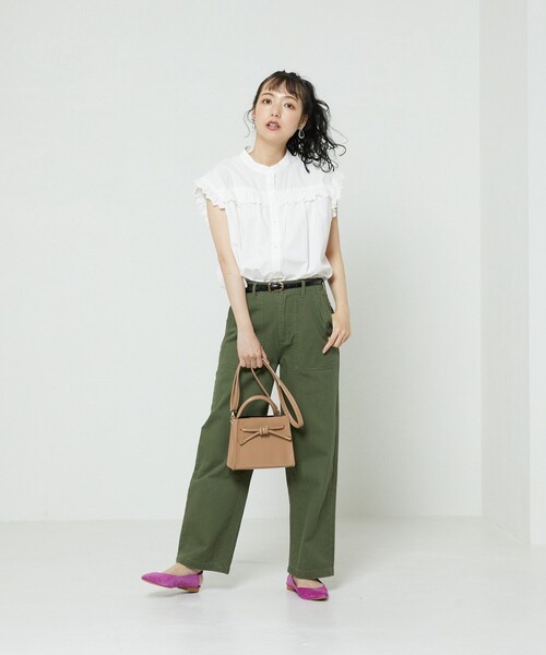 FREAK'S STORE（フリークスストア）の「フレンチスリーブフリルブラウス（シャツ/ブラウス・レディース・ブラック/ホワイト/ピンク・ﾌﾘ-）」の11枚目の写真