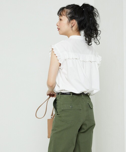 FREAK'S STORE（フリークスストア）の「フレンチスリーブフリルブラウス（シャツ/ブラウス・レディース・ブラック/ホワイト/ピンク・ﾌﾘ-）」の16枚目の写真