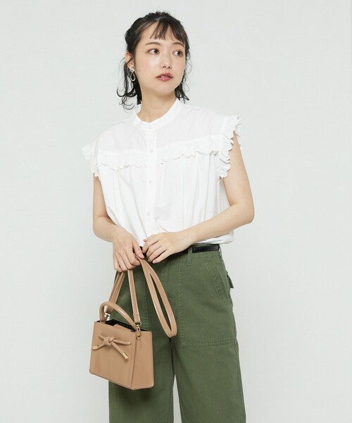 FREAK'S STORE（フリークスストア）の「フレンチスリーブフリルブラウス（シャツ/ブラウス・レディース・ブラック/ホワイト/ピンク・ﾌﾘ-）」の18枚目の写真