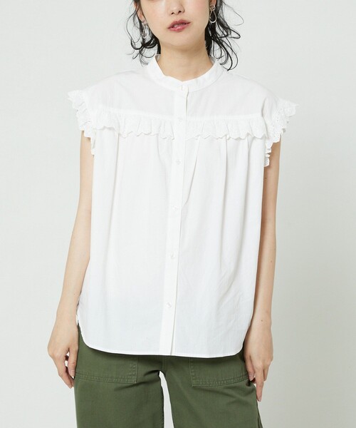 FREAK'S STORE（フリークスストア）の「フレンチスリーブフリルブラウス（シャツ/ブラウス・レディース・ブラック/ホワイト/ピンク・ﾌﾘ-）」の19枚目の写真