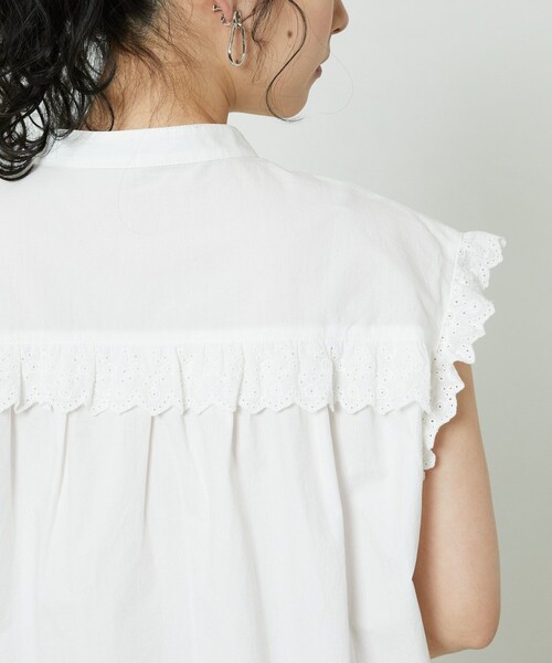 FREAK'S STORE（フリークスストア）の「フレンチスリーブフリルブラウス（シャツ/ブラウス・レディース・ブラック/ホワイト/ピンク・ﾌﾘ-）」の22枚目の写真