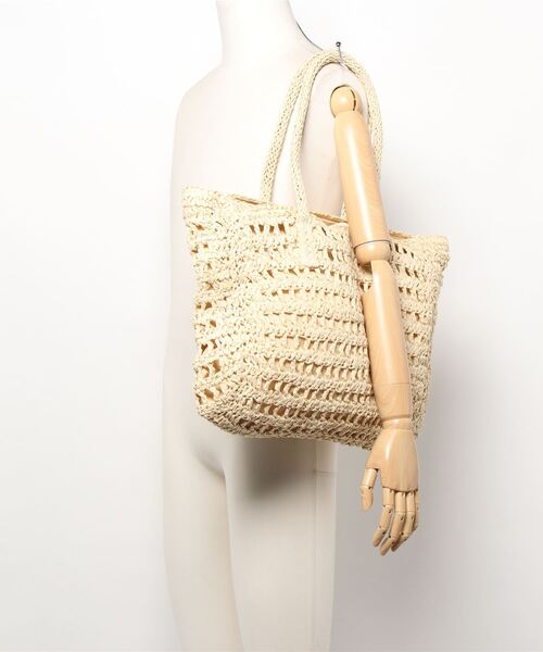 VitaFelice(ヴィータフェリーチェ)の「ナチュラルペーパートートバッグ(かごバッグ・レディース・アイボリー/グリーン/ベージュ・FREE)」の7枚目の写真