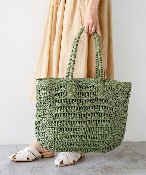 VitaFelice(ヴィータフェリーチェ)の「ナチュラルペーパートートバッグ(かごバッグ・レディース・アイボリー/グリーン/ベージュ・FREE)」の21枚目の写真