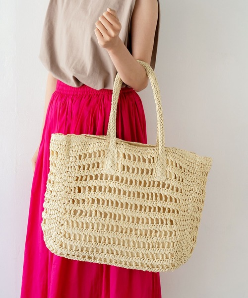 VitaFelice(ヴィータフェリーチェ)の「ナチュラルペーパートートバッグ(かごバッグ・レディース・アイボリー/グリーン/ベージュ・FREE)」の20枚目の写真