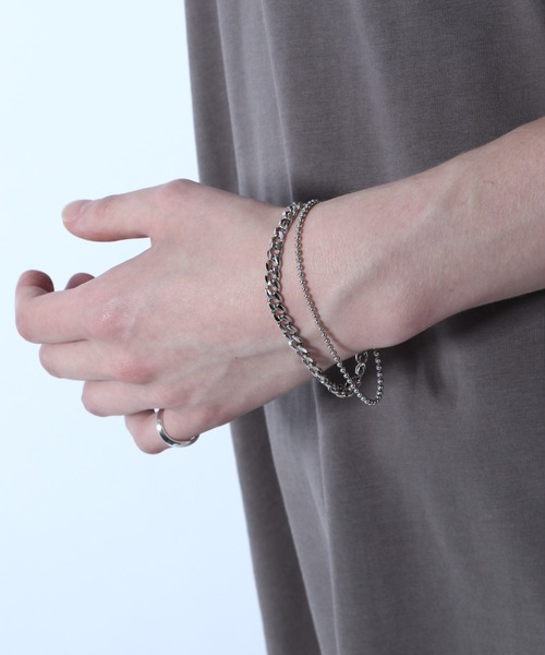 HARE（ハレ）の「コンビチェーンブレス(HARE)（ブレスレット・メンズ・シルバー系その他/シルバー・FREE）」の2枚目の写真