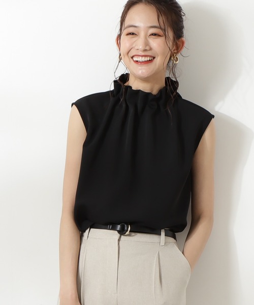 N.（N. Natural Beauty Basic）（エヌエヌナチュラルビューティーベーシック）の「【追加生産】◆ペーパーバックノースリーブブラウス（シャツ/ブラウス・レディース・ブラック/グレー/クリーム/カーキ・MEDIUM）」の2枚目の写真