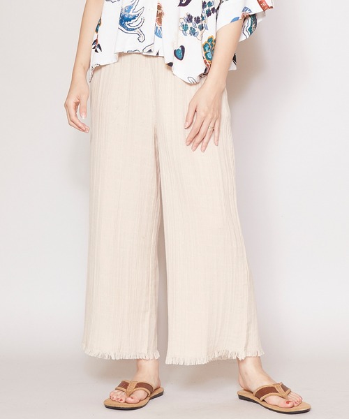 チャイハネ（チャイハネ）の「【チャイハネ】yul ダブルガーゼ刺繍ワイドパンツ（その他パンツ・レディース・イエロー/ブラウン/ベージュ・FREE）」の2枚目の写真