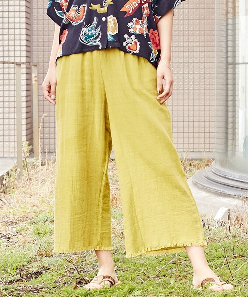 チャイハネ（チャイハネ）の「【チャイハネ】yul ダブルガーゼ刺繍ワイドパンツ（その他パンツ・レディース・イエロー/ブラウン/ベージュ・FREE）」の3枚目の写真