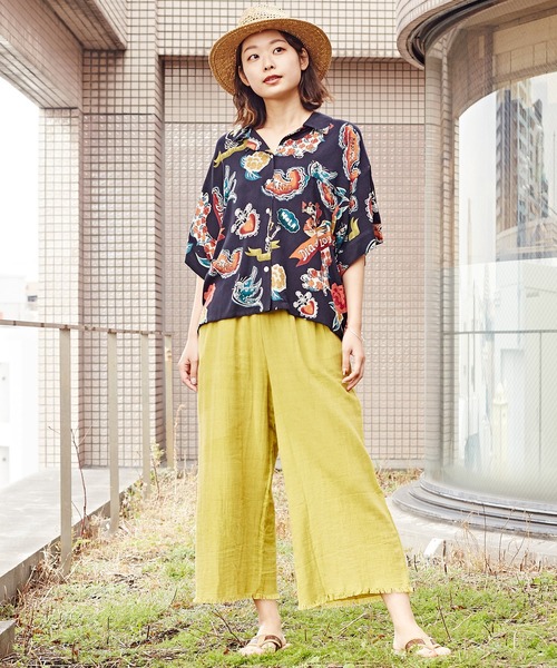 チャイハネ（チャイハネ）の「【チャイハネ】yul ダブルガーゼ刺繍ワイドパンツ（その他パンツ・レディース・イエロー/ブラウン/ベージュ・FREE）」の7枚目の写真