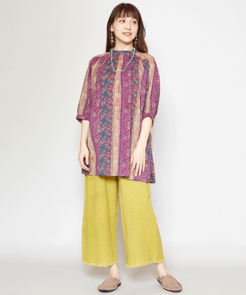 チャイハネ（チャイハネ）の「【チャイハネ】yul ダブルガーゼ刺繍ワイドパンツ（その他パンツ・レディース・イエロー/ブラウン/ベージュ・FREE）」の8枚目の写真