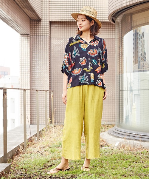 チャイハネ（チャイハネ）の「【チャイハネ】yul ダブルガーゼ刺繍ワイドパンツ（その他パンツ・レディース・イエロー/ブラウン/ベージュ・FREE）」の9枚目の写真