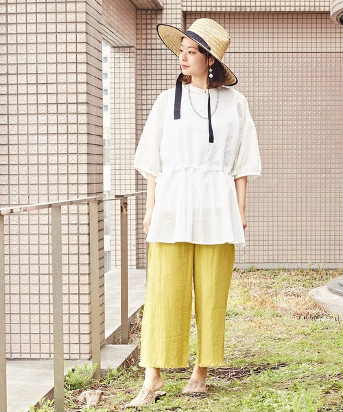 チャイハネ（チャイハネ）の「【チャイハネ】yul ダブルガーゼ刺繍ワイドパンツ（その他パンツ・レディース・イエロー/ブラウン/ベージュ・FREE）」の14枚目の写真