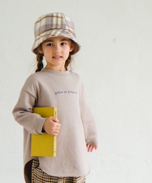 pairmanon（ペアマノン）の「【毛玉知らずのOriginalフェイスコットン100】 裏起毛ロゴプリント長袖スウェットチュニック（スウェット・キッズ・モカ/アイボリー/ライトグレー/グレイッシュベージュ/ミント/チャコール/ブラック・90/110/150/120/100/140/130）」の4枚目の写真