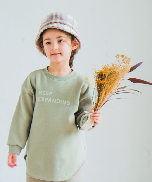 pairmanon（ペアマノン）の「【毛玉知らずのOriginalフェイスコットン100】 裏起毛ロゴプリント長袖スウェットチュニック（スウェット・キッズ・モカ/アイボリー/ライトグレー/グレイッシュベージュ/ミント/チャコール/ブラック・90/110/150/120/100/140/130）」の7枚目の写真