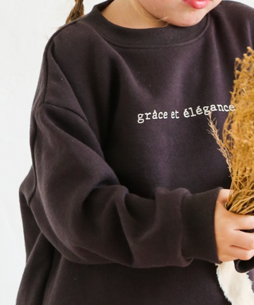 pairmanon（ペアマノン）の「【毛玉知らずのOriginalフェイスコットン100】 裏起毛ロゴプリント長袖スウェットチュニック（スウェット・キッズ・モカ/アイボリー/ライトグレー/グレイッシュベージュ/ミント/チャコール/ブラック・90/110/150/120/100/140/130）」の17枚目の写真