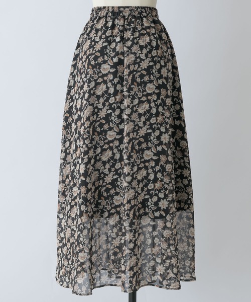 Rewde（ルゥデ）の「【TV着用】フラワープリントスカート（1R10-06221）（スカート・レディース・ブラック/ベージュ・S/M/L）」の3枚目の写真