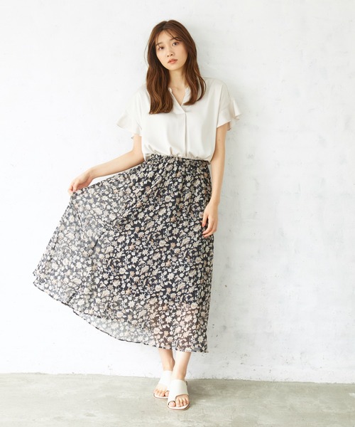 Rewde（ルゥデ）の「【TV着用】フラワープリントスカート（1R10-06221）（スカート・レディース・ブラック/ベージュ・S/M/L）」の12枚目の写真