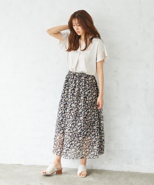 Rewde（ルゥデ）の「【TV着用】フラワープリントスカート（1R10-06221）（スカート・レディース・ブラック/ベージュ・S/M/L）」の13枚目の写真