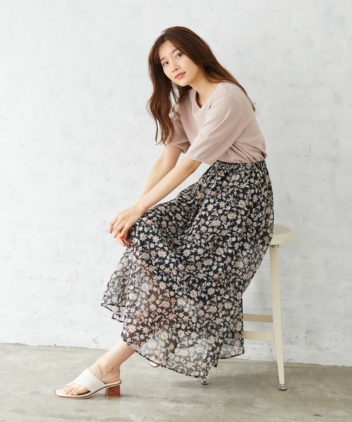 Rewde（ルゥデ）の「【TV着用】フラワープリントスカート（1R10-06221）（スカート・レディース・ブラック/ベージュ・S/M/L）」の14枚目の写真