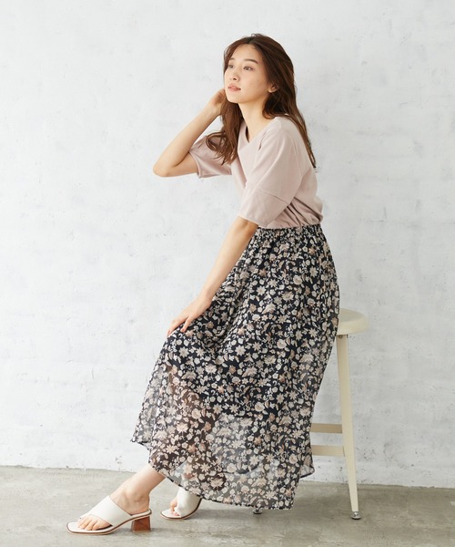 Rewde（ルゥデ）の「【TV着用】フラワープリントスカート（1R10-06221）（スカート・レディース・ブラック/ベージュ・S/M/L）」の15枚目の写真