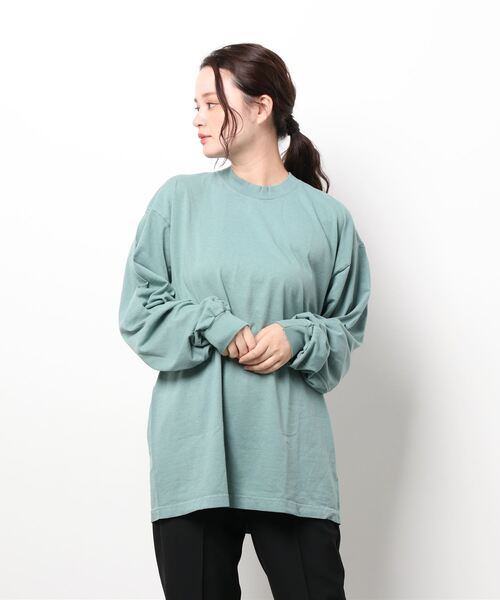 LOS ANGELES APPAREL（ロサンゼルスアパレル）の「【LOS ANGELES APPAREL】LA APPAREL 6.5oz GARMENT DYED CREW L/S TEE - 6.5オンス ガーメントダイ クルーネックTシャツ長袖（Tシャツ/カットソー・レディース・ホワイト/ブラック/グレー/ゴールド/グリーン/オレンジ/ブルー・X-LARGE/LARGE/SMALL）」の8枚目の写真