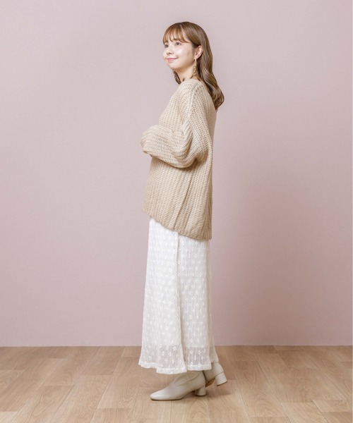 flower(フラワー)の「フェミニンルーズニット(ニット/セーター・レディース・ベージュ/ブラウン/アイボリー・FREE)」の14枚目の写真