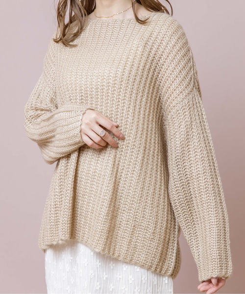 flower(フラワー)の「フェミニンルーズニット(ニット/セーター・レディース・ベージュ/ブラウン/アイボリー・FREE)」の11枚目の写真