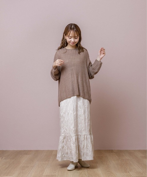 flower(フラワー)の「フェミニンルーズニット(ニット/セーター・レディース・ベージュ/ブラウン/アイボリー・FREE)」の17枚目の写真