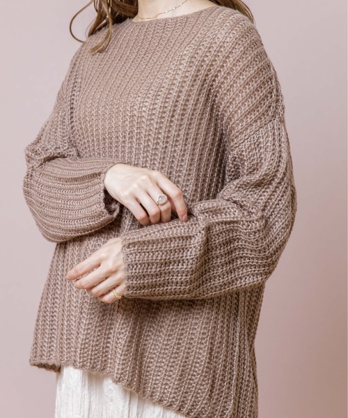 flower(フラワー)の「フェミニンルーズニット(ニット/セーター・レディース・ベージュ/ブラウン/アイボリー・FREE)」の15枚目の写真