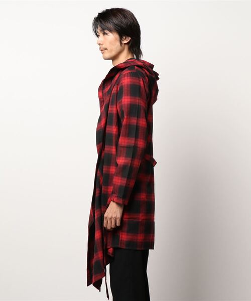 semantic design(セマンティックデザイン)の「セマンティックデザイン/semantic design チェック柄 フードコーディガン(カーディガン/ボレロ・メンズ・レッド/ブラック・LARGE/MEDIUM)」の3枚目の写真