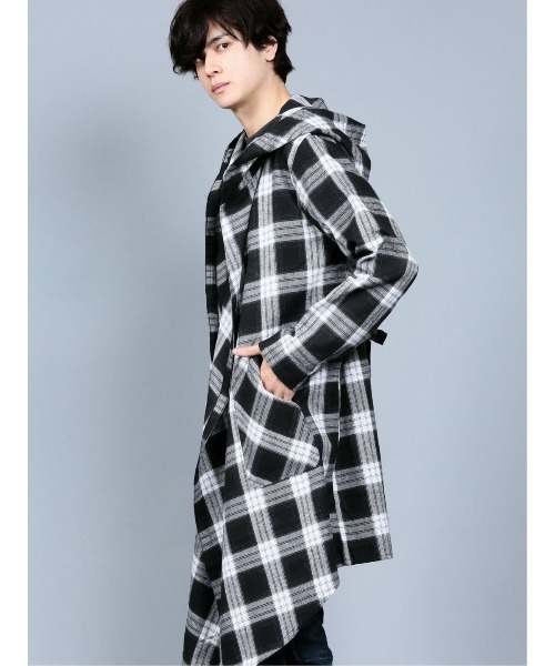 semantic design(セマンティックデザイン)の「セマンティックデザイン/semantic design チェック柄 フードコーディガン(カーディガン/ボレロ・メンズ・レッド/ブラック・LARGE/MEDIUM)」の2枚目の写真