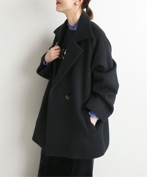 IENA(イエナ)の「ウールベルテッドショートコート◆(その他アウター・レディース・ネイビー/ベージュ/ブラック・38/34/36)」の2枚目の写真